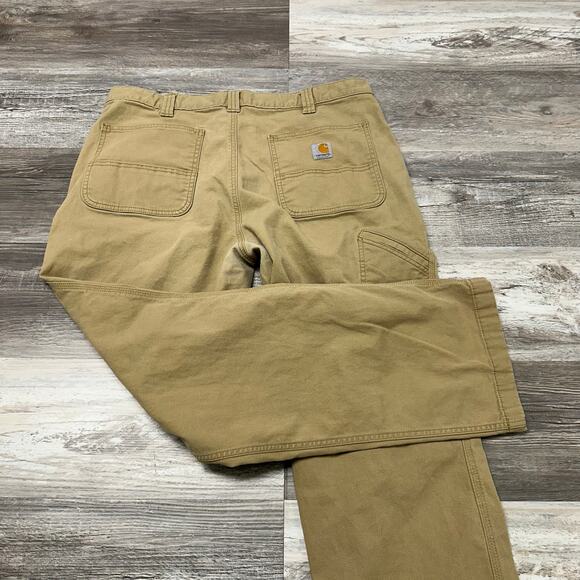Carhartt Rugged Flex Khaki Tan Mens 37x30 Relaxed Fit‎ Straight Canvas Work Pant - Picture 1 of 12